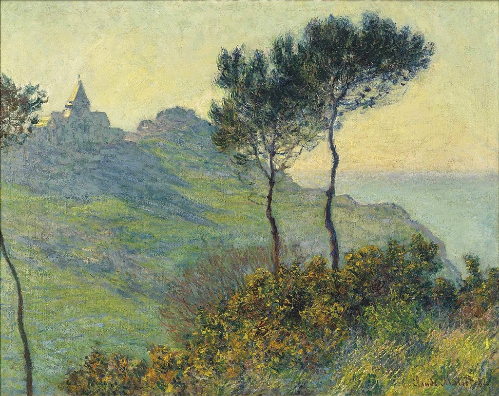 Église de Varengeville, soleil couchant (Claude Monet, 1882) Église de Varengeville, soleil couchant (Claude Monet, 1882)