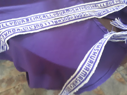 Prayer band with purple letters