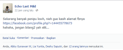 Jailin Teman Lewat Status Facebook