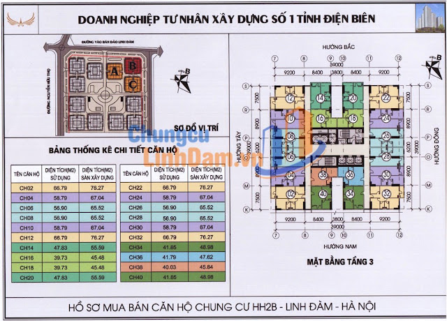 Phan phoi can 3 phong ngu chung cu HH2C Linh Dam gia soc nhat