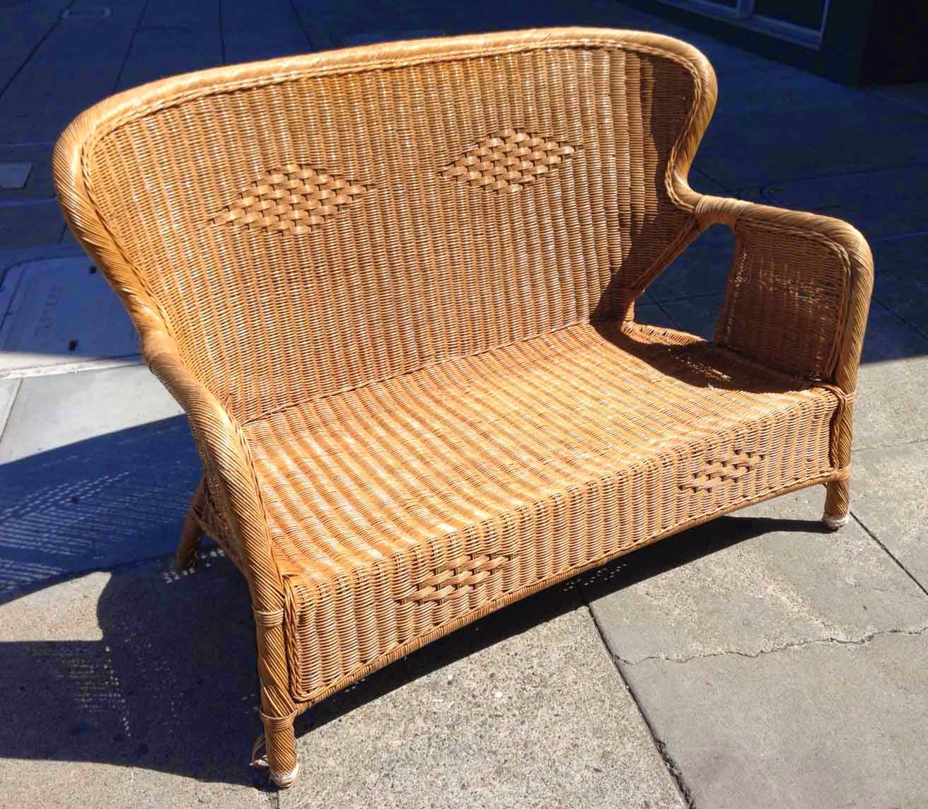 UHURU FURNITURE & COLLECTIBLES: SOLD Wicker Settee with Down Filled