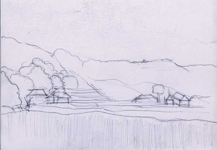 drawing cara menggambar pemandangan dengan baik