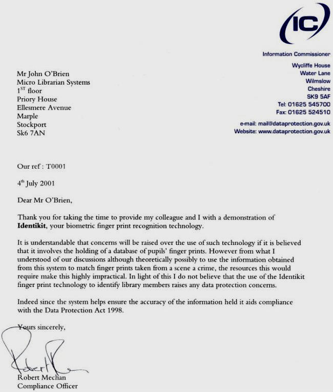 Biometrics in schools History