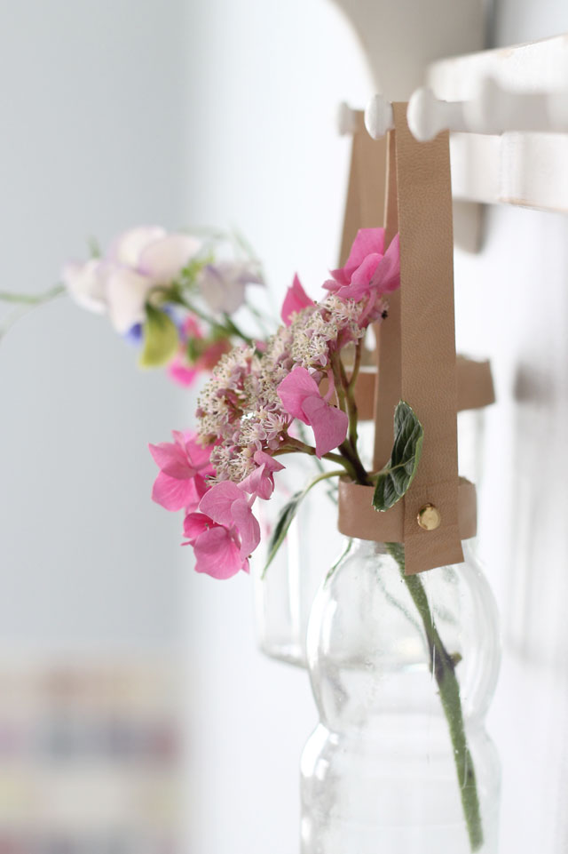 DIY leather trimmed hanging vase Lotts and Lots Making the