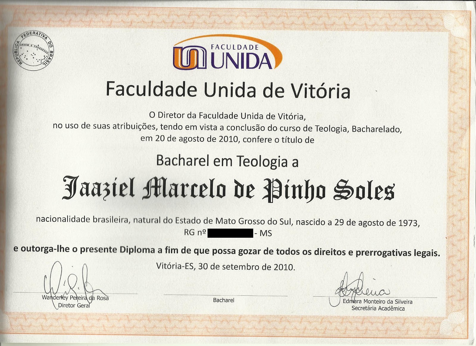 Diploma de bacharel em teologia
