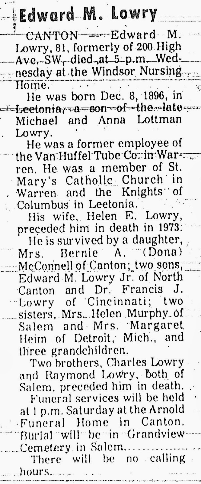 The Lowry Witt Genealogy Blog February 2014