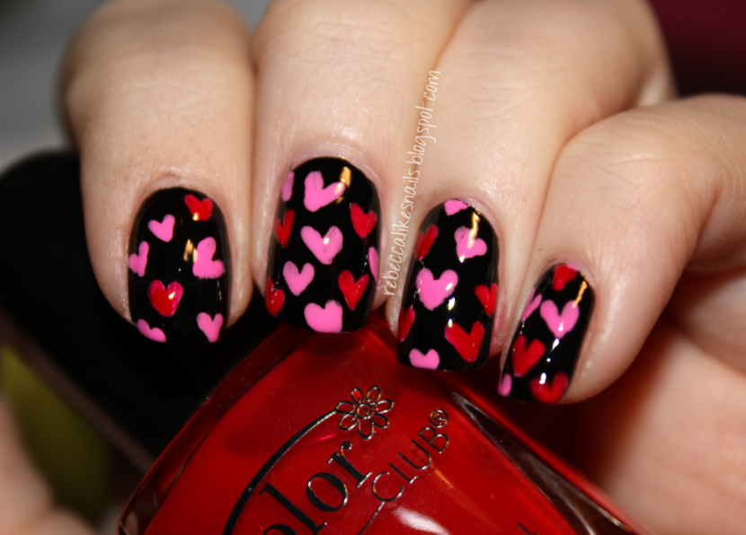 rebecca likes nails valentine's series floating hearts