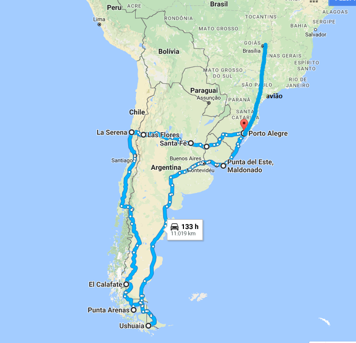Mapa da viagem