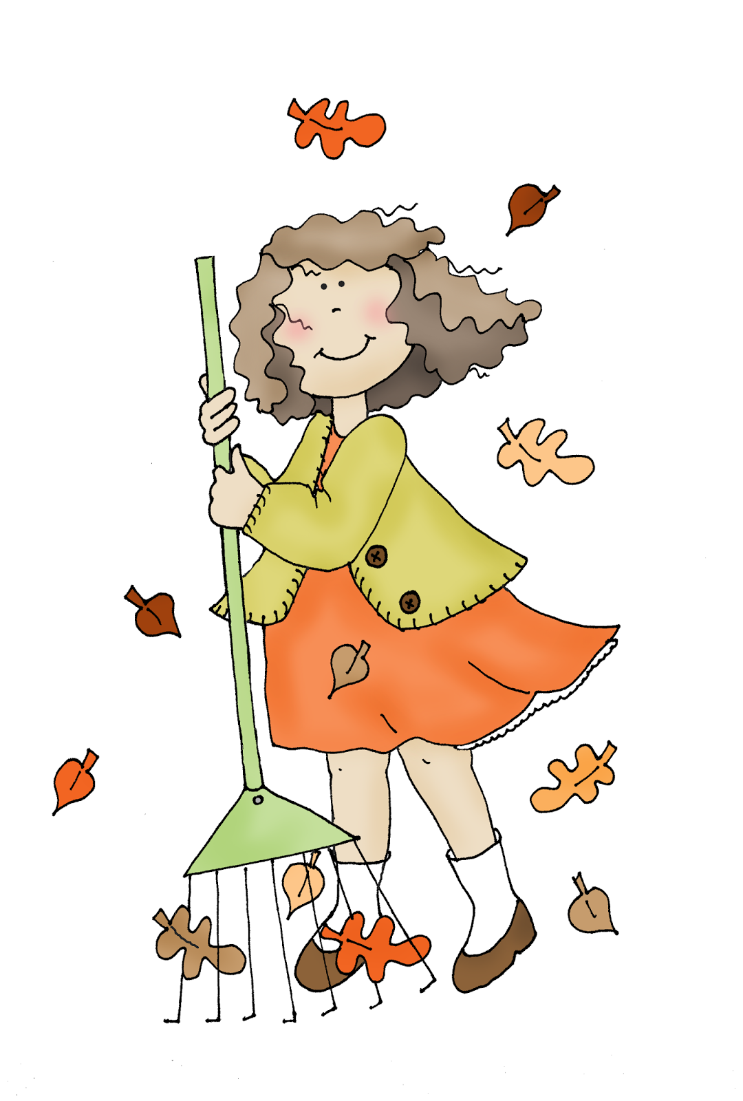 Free Dearie Dolls Digi Stamps Raking Leaves