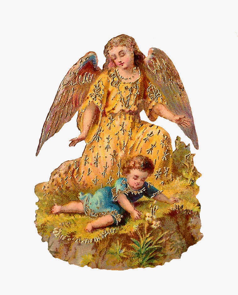 Antique Images: Free Angel Clip Art: Guardian Angel Watching Over