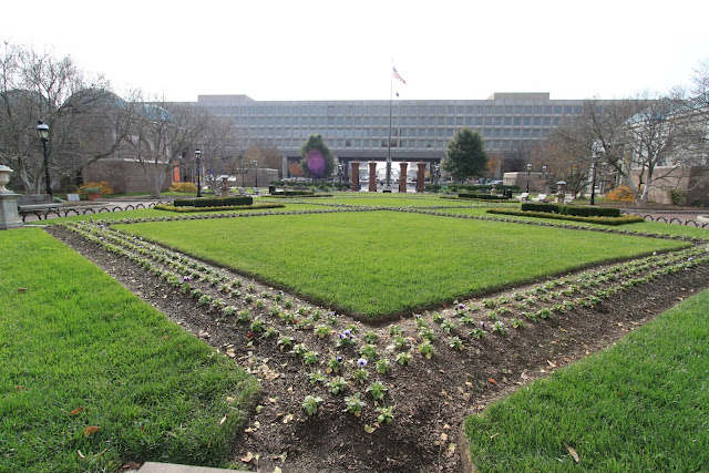 The garden behind the Smithsonian Castle building in Washington DC, USA The garden behind the Smithsonian Castle building in Washington DC, USA