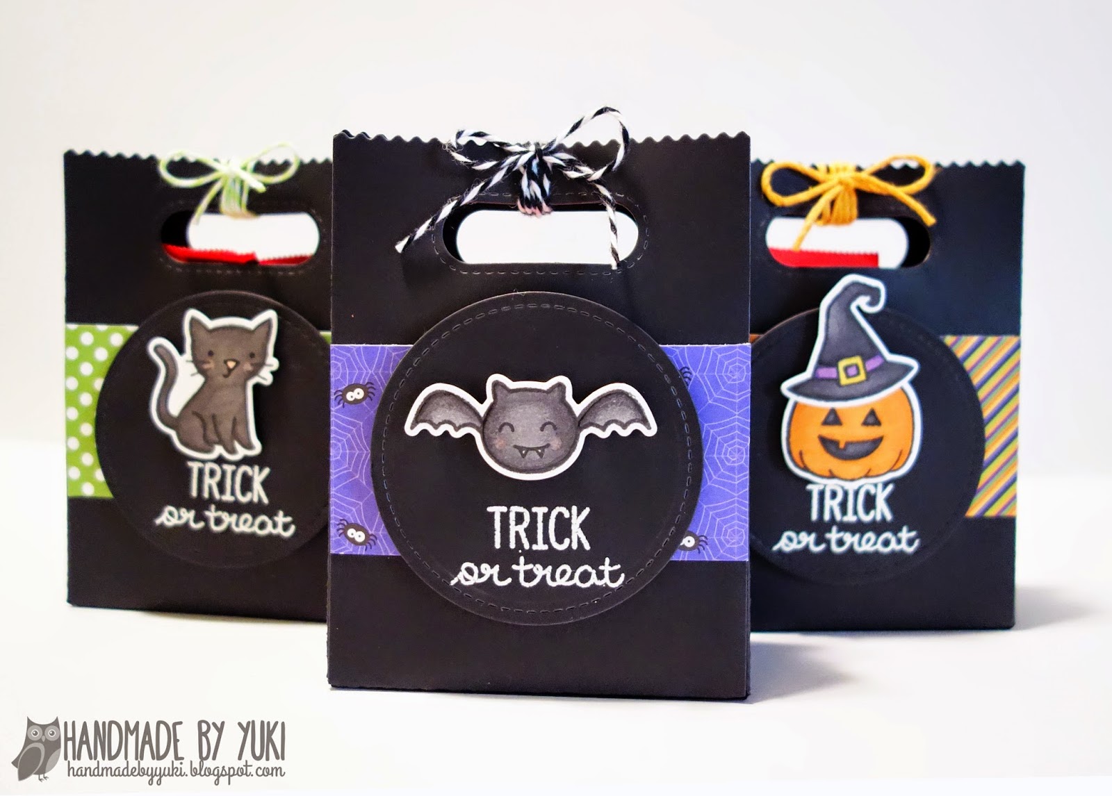 Handmade by Yuki Halloween Goodie Bags featuring Lawn Fawn