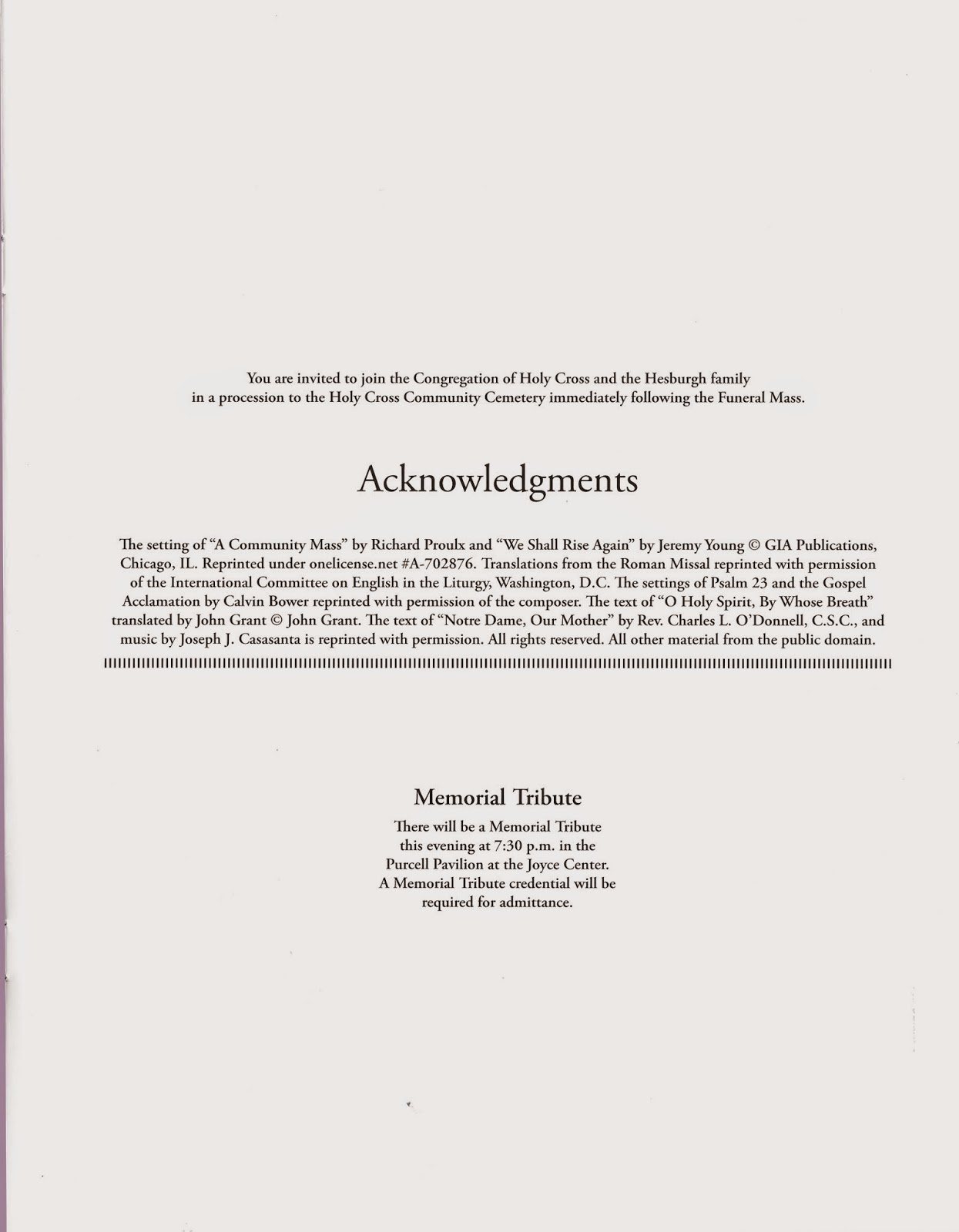 memorial mass program
