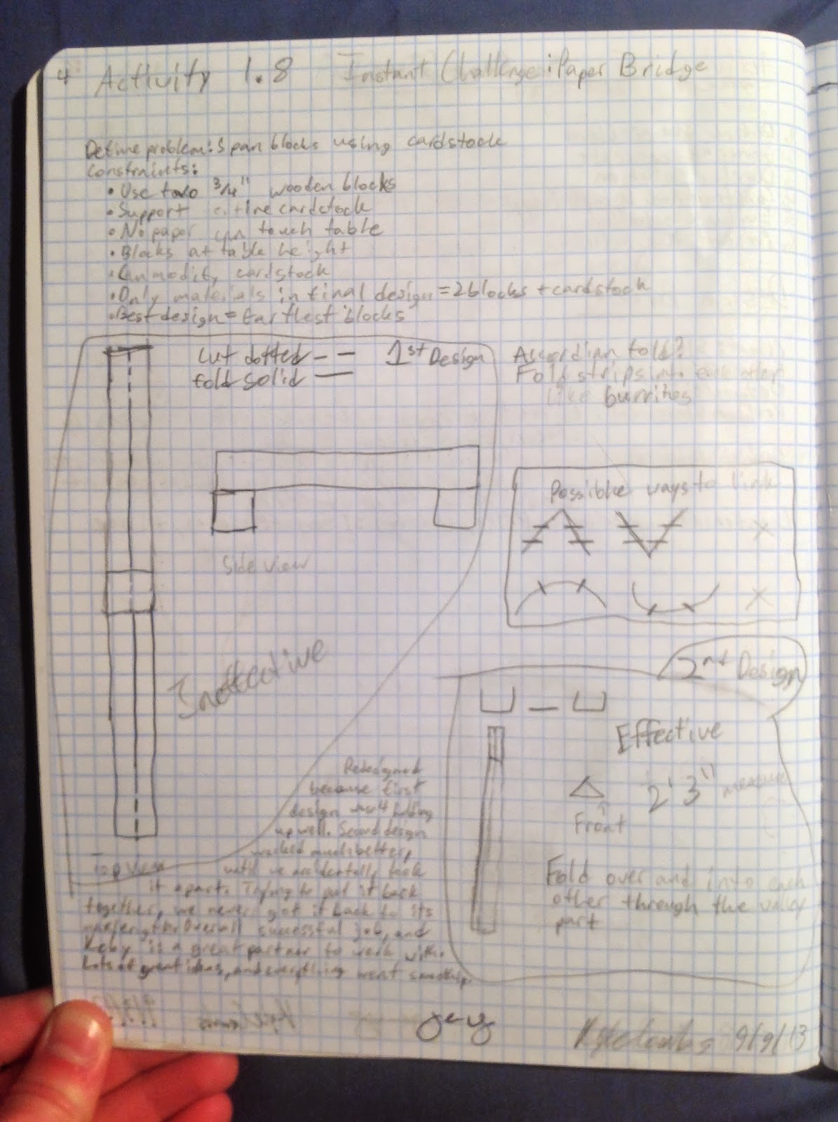 Engineering Portfolio Activity 1.8 Instant Challenge Paper Bridge
