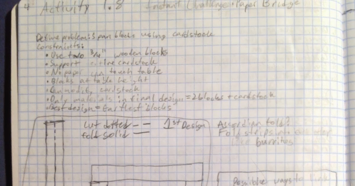 Engineering Portfolio Activity 1.8 Instant Challenge Paper Bridge
