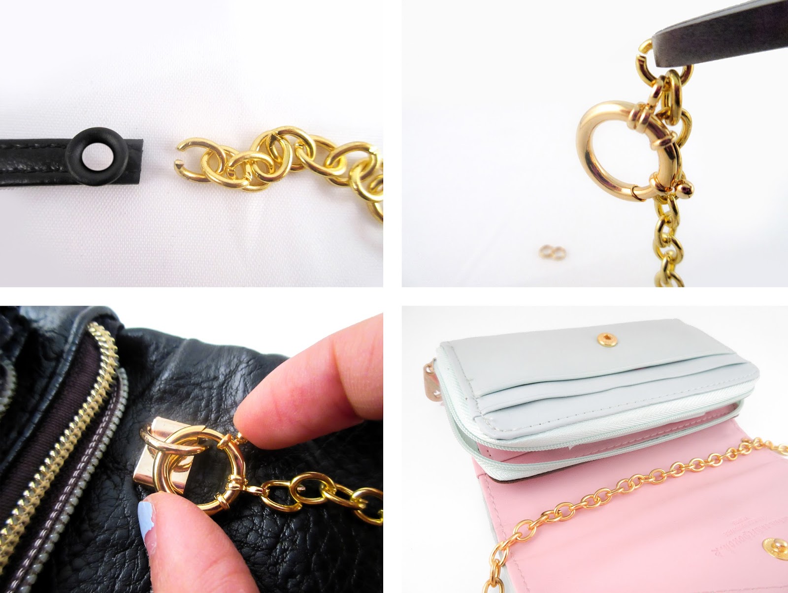 Cafe Craftea DIY Leather Chain Crossbody Bag Strap + Turn Any Clutch