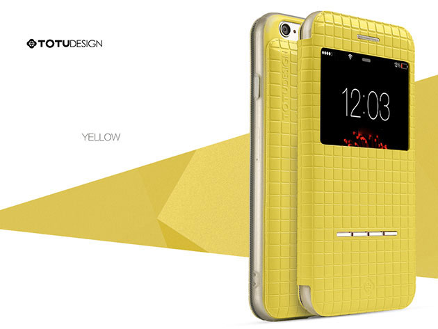 เคส iPhone 6/6s ฝาพับหนังแก้ว 142047 สีเหลือง
