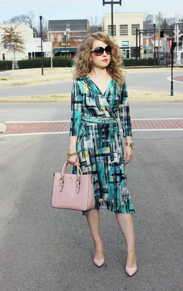 Karina Dresses- Wrap Dress Wrap Dress in aqua painted plaid