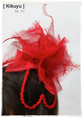 Serre tete rouge organza et sisal