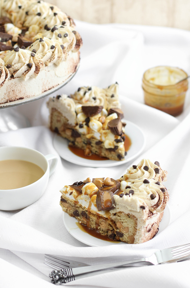 Overloaded Peanut Butter Chocolate Chip Cookie Cake