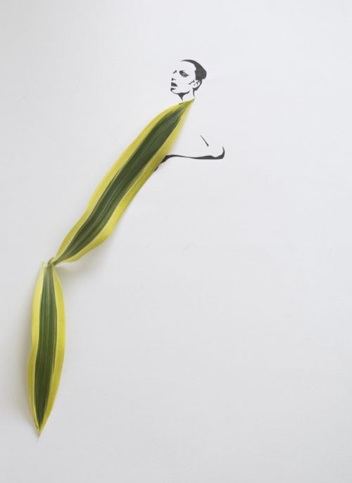 Tang Chiew Ling ilustrações design fashion lirico folhas de plantas Fashion in Leaf - Pose difícil Tang Chiew Ling ilustrações design fashion lirico folhas de plantas Fashion in Leaf - Pose difícil