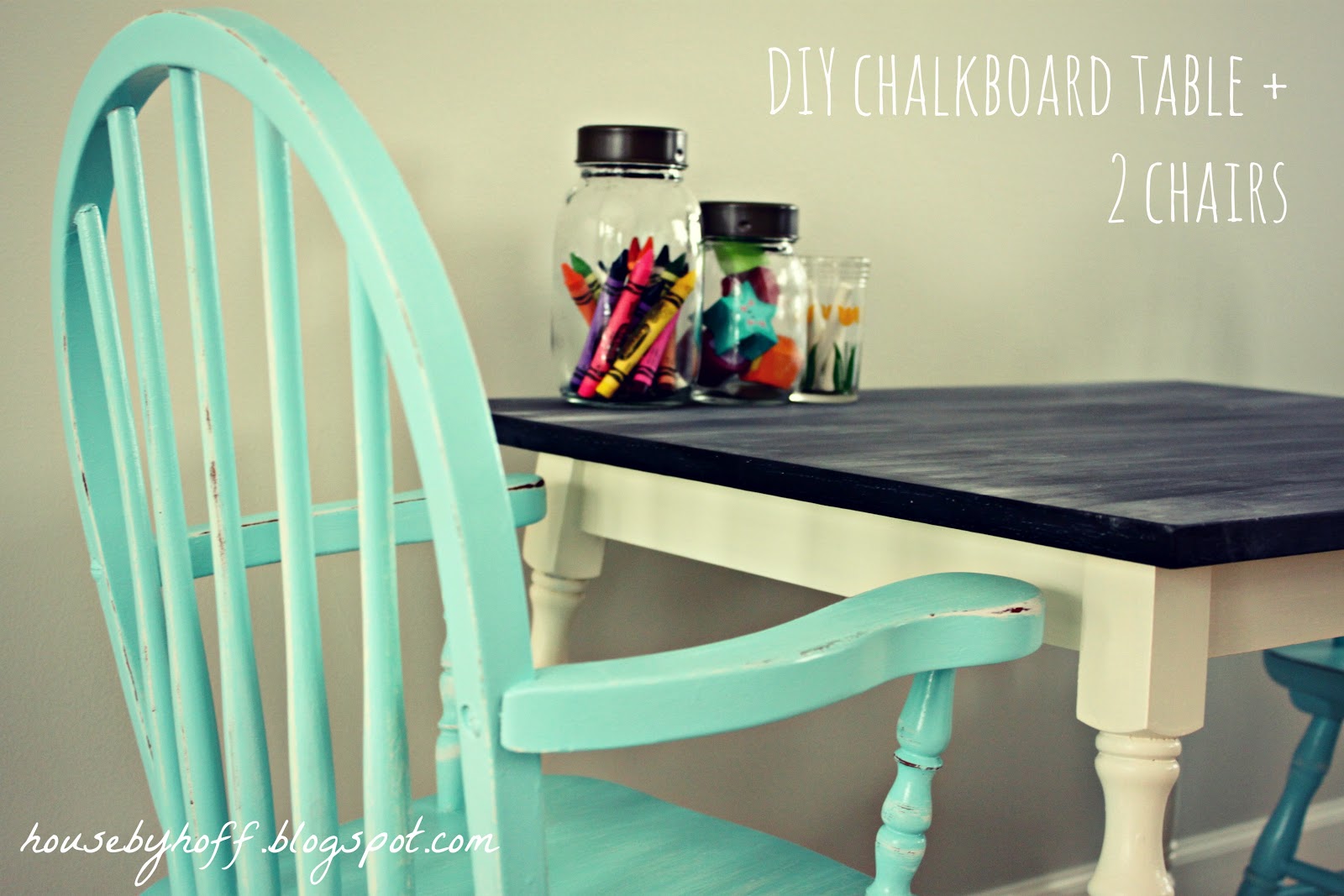 DIY Chalkboard Table + 2 Shabby Chairs House by Hoff