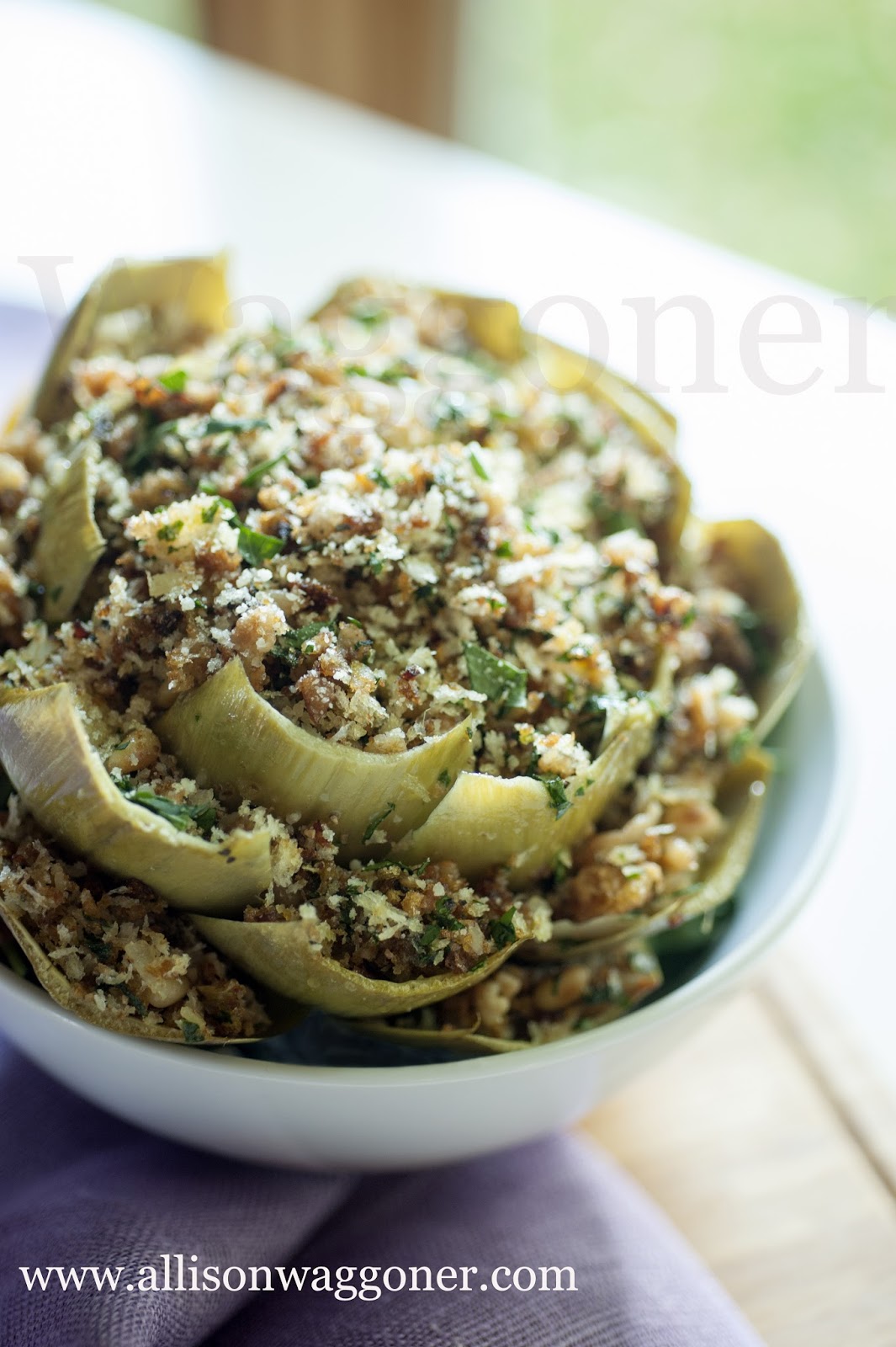 Panko and PancettaStuffed Artichokes