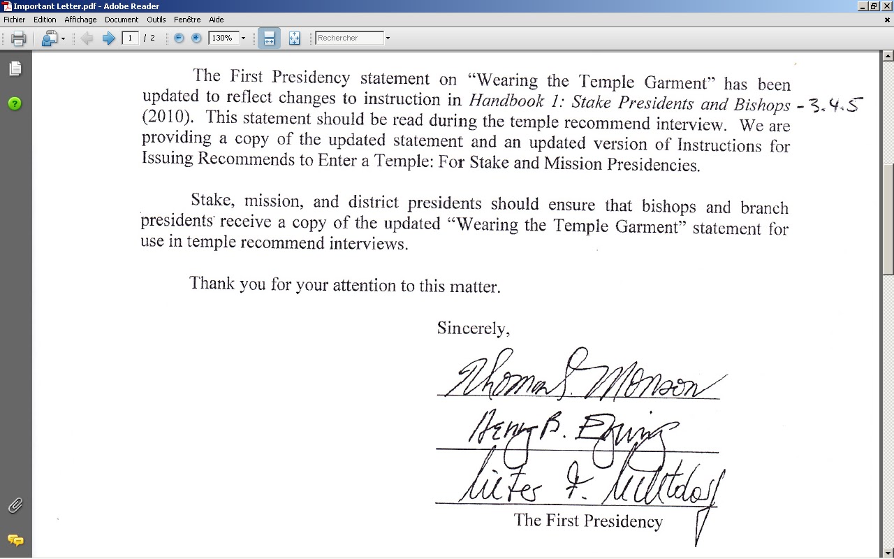 LDS (Mormon) Stake Presidents Blog President Paternoster gets a Letter