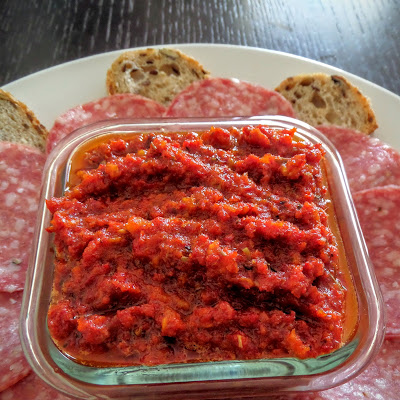 Sun-dried Tomato Spread:  A zesty two-ingredient spread made with pureed sun-dried tomatoes and olive oil.  A great appetizer for a party, a gameday snack, or anytime.