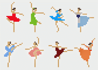 Танцовщицы и балерины - схемы вышивки крестом