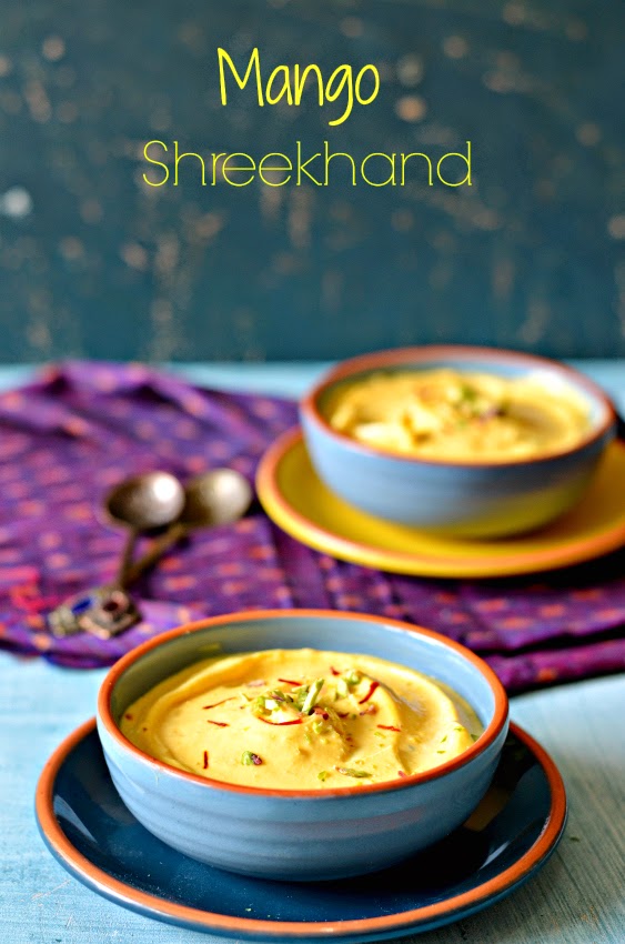 mango shrikhand  :: amrakhand :: mango infused indian greek yoghurt dessert 