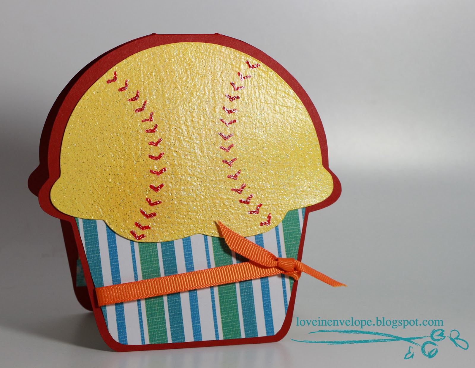 Love in Envelope: Softball Cupcake Handmade Birthday Card for Khris Love in Envelope: Softball Cupcake Handmade Birthday Card for Khris