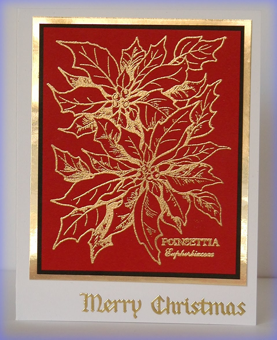 oldstamper musings gold embossed poinsettia card poinsettia card