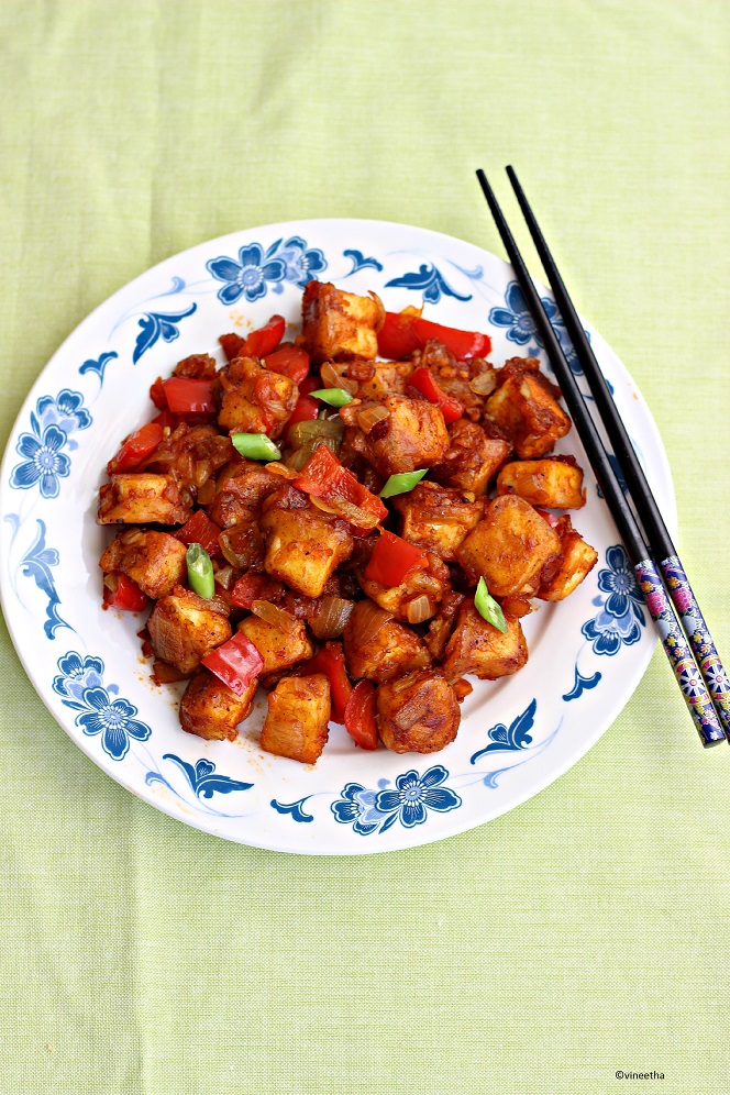 RUCHI Chilli paneer with step by step pictures
