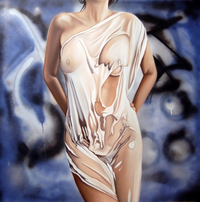 Drew Darcy 1976 | Moda pintor figurativo británico | Lady in Red
