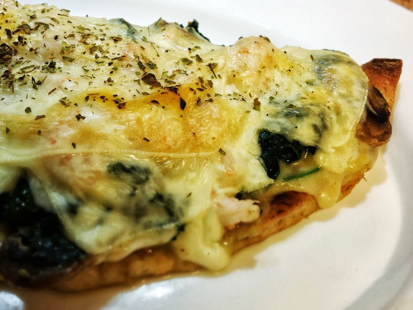 Mrs C's Recipe Corner Garlicky Prawn, Spinach & Mushroom Flatbread Pizzas