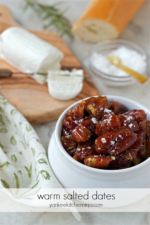 Serve salted dates with crackers and goat's cheese for a sweet and savory appetizer