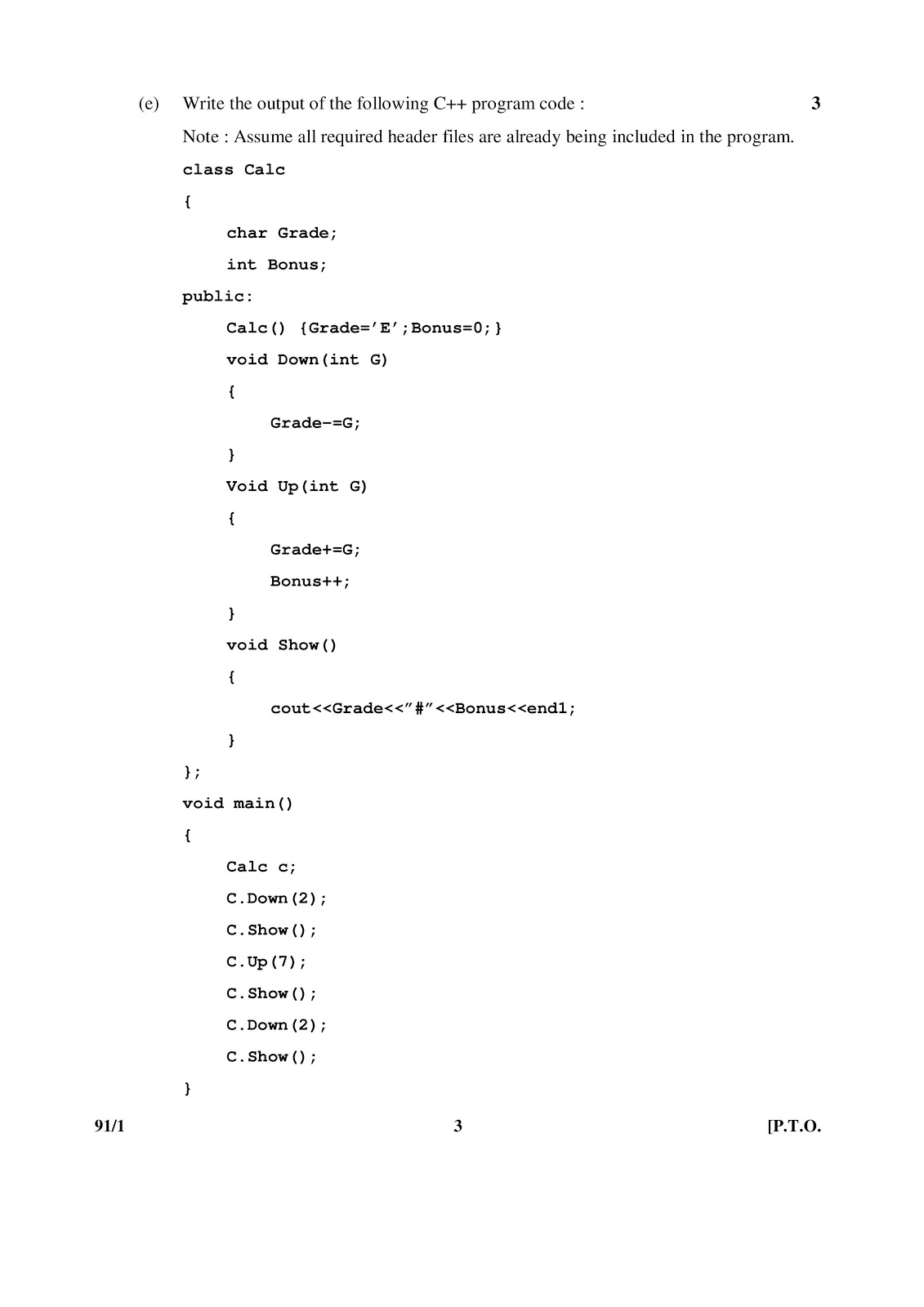 cbse class 12th 2015 board Computer Science question paper set-3 cbse class 12th 2015 Computer Science question paper