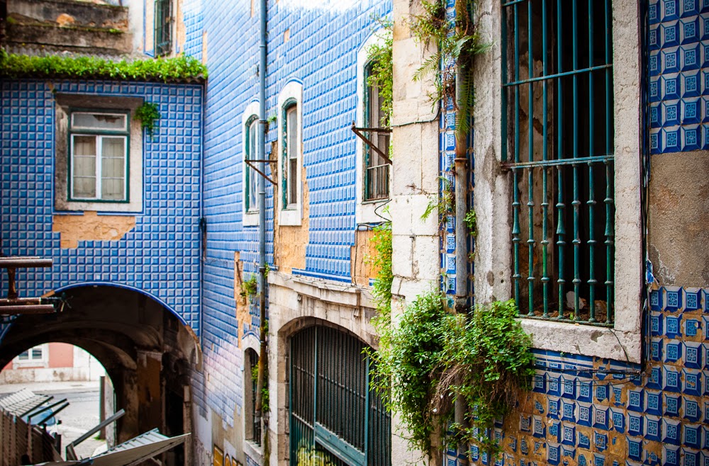 Colours of the walls in lisbon portugal