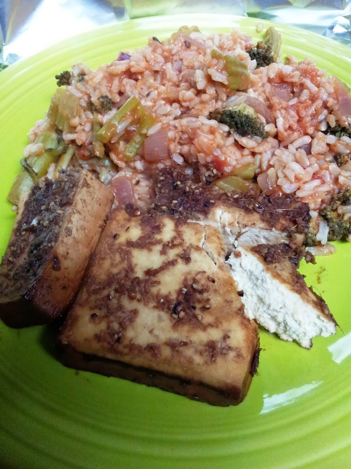 Organic Granny Baked Tofu and Spanish Rice the PERFECT supper!