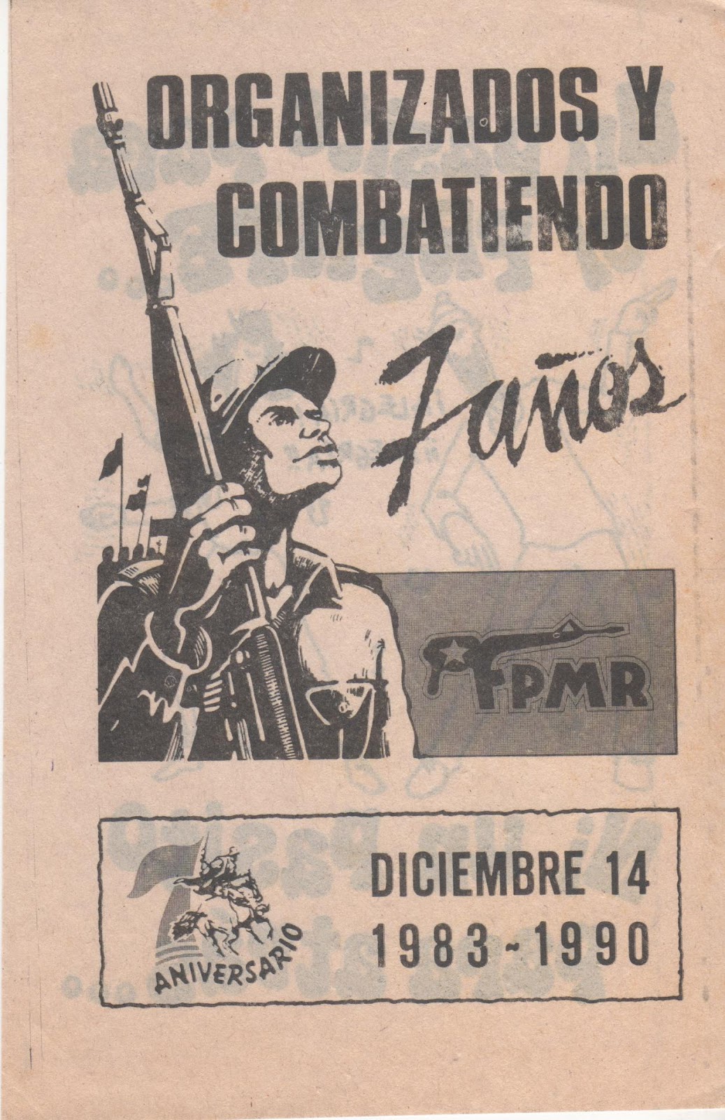 PANFLETOS CHILENOS 1987 1990 FRENTE PATRIOTICO MANUEL RODRIGUEZ (FPMR)