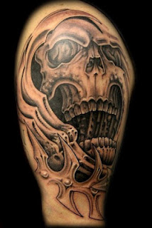 biomech tattoo: a 3d skull