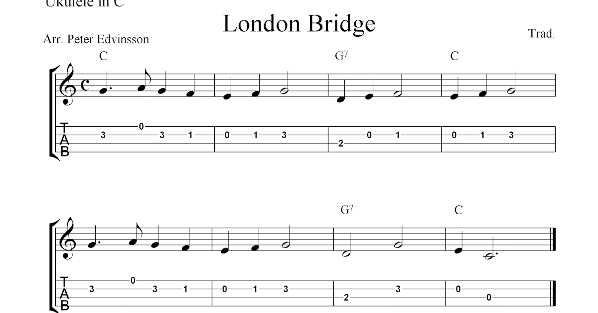 London Bridge, free ukulele tab sheet music
