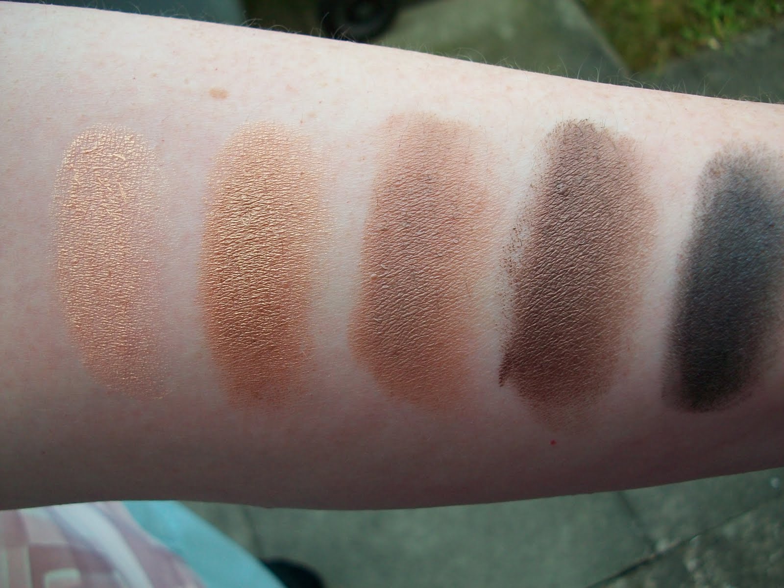 mac paint pot swatches on pale skin