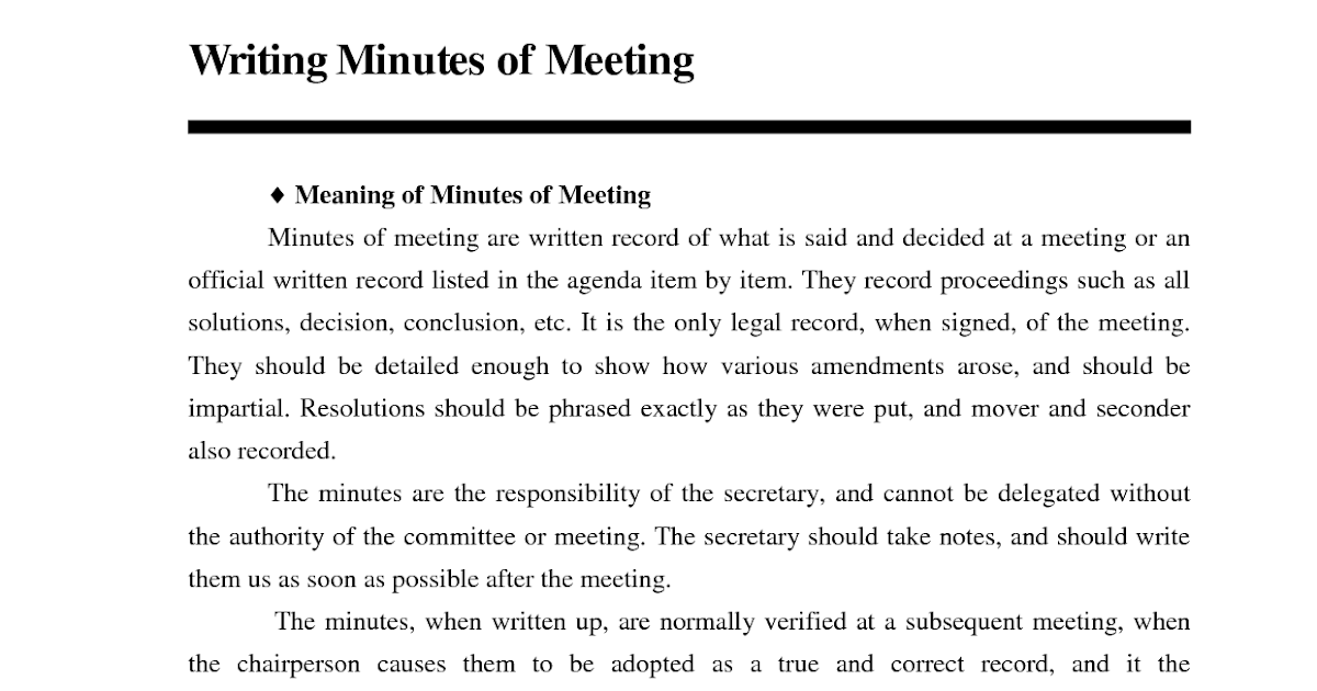how to write up minutes from a meeting