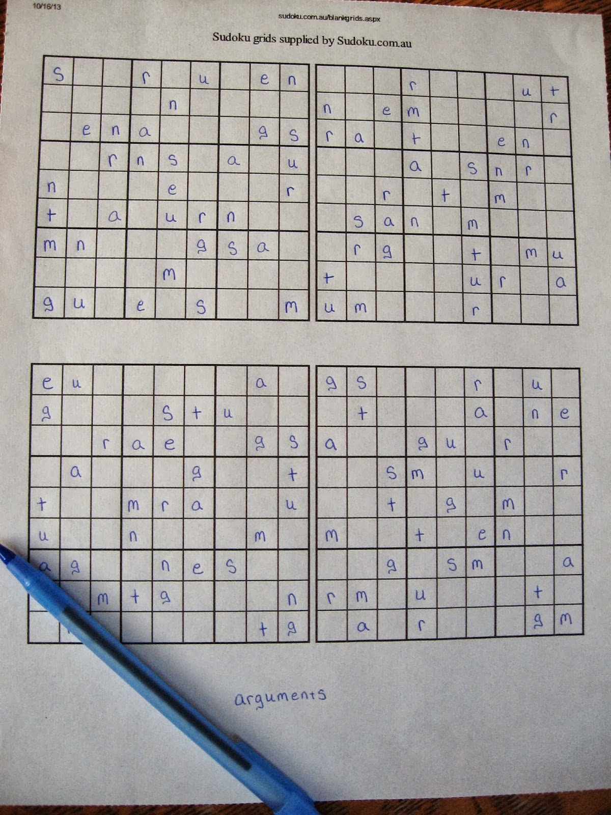Almost Unschoolers "Make Your Own" Sudoku Spelling Puzzles