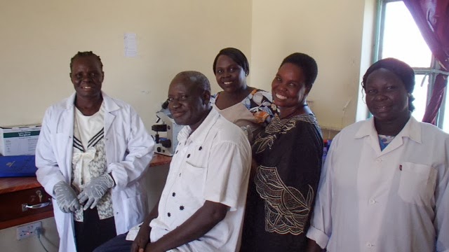 Silas with the Kimu Clinic technicians Silas with the Kimu Clinic technicians