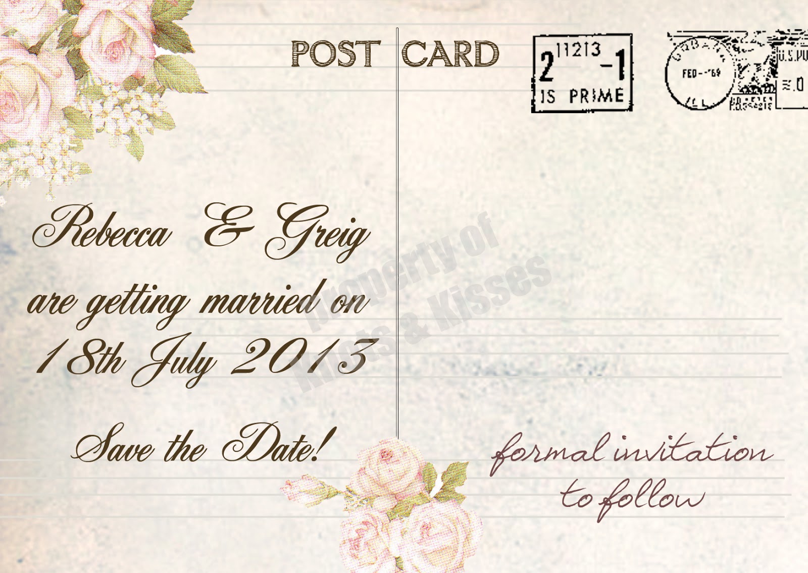 knots and kisses wedding stationery vintage postcard wedding save the date postcards