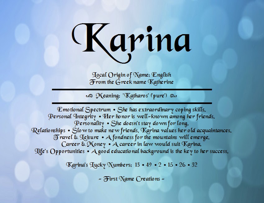 Karina name meaning...I think I found my next baby's name. Really