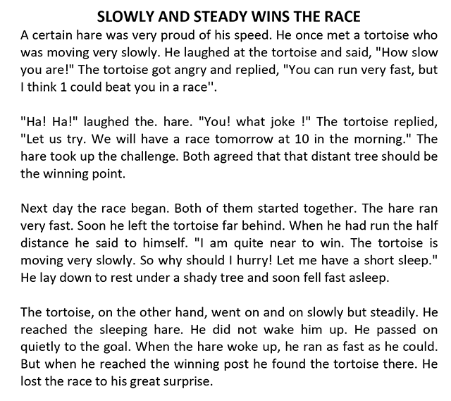 speech on slow and steady wins the race
